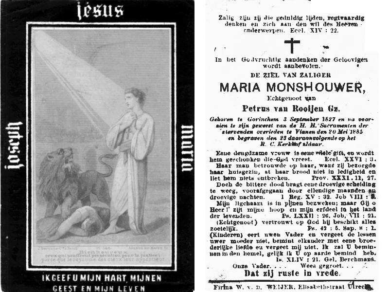 Bidprentje Maria Monshouwer